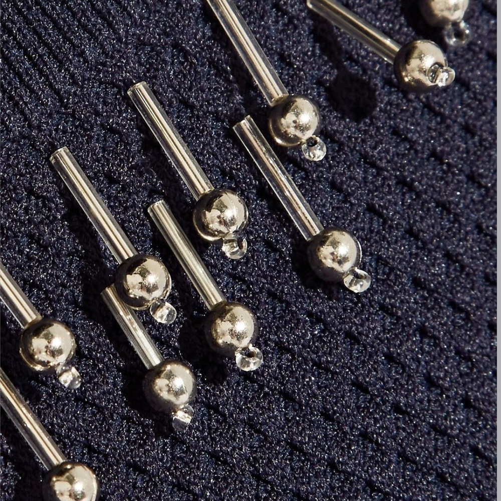Jonathan Simkhai Beaded Navy Blue Dress Small - Picture 5 of 11